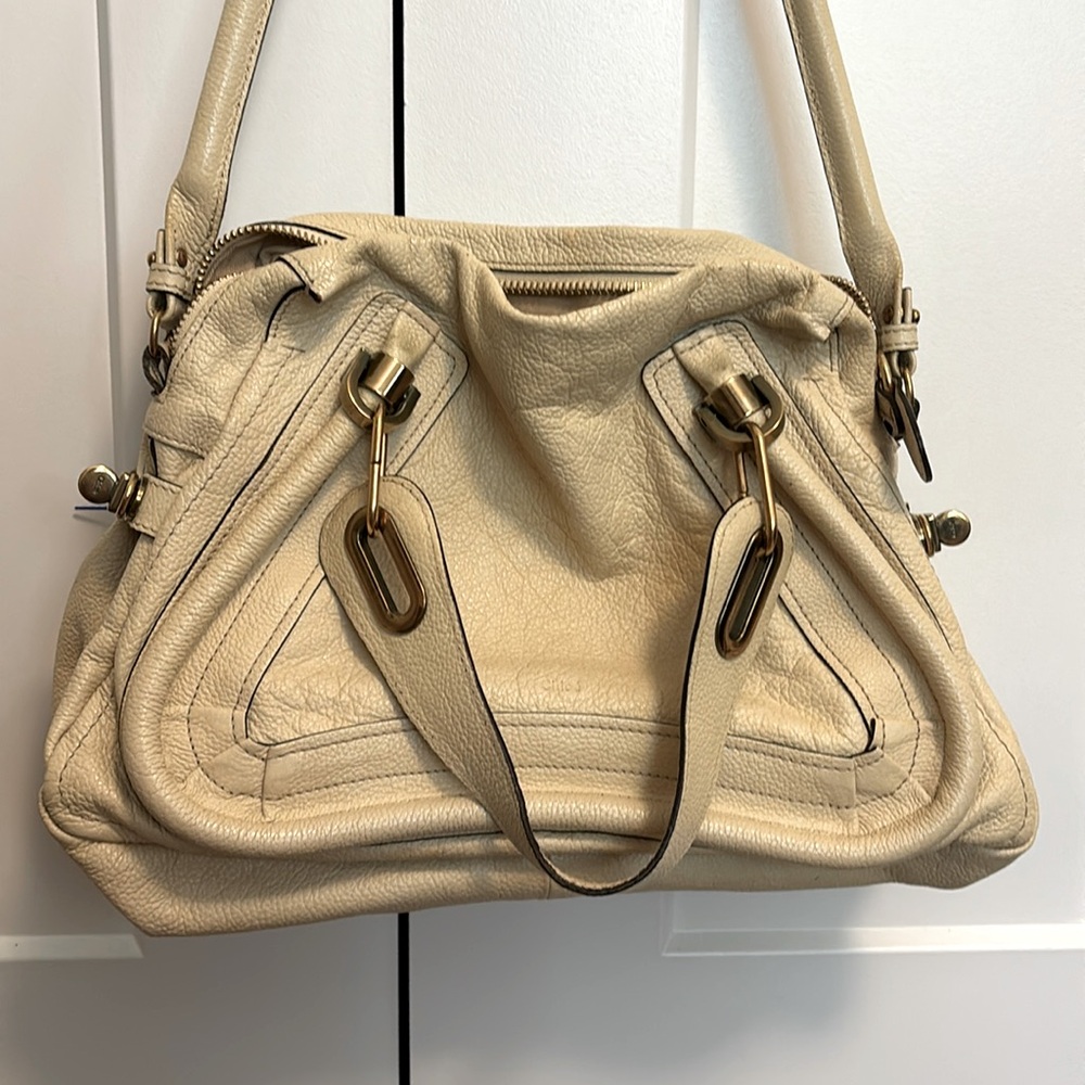 Chloe vintage paraty leather two-way bag in cream